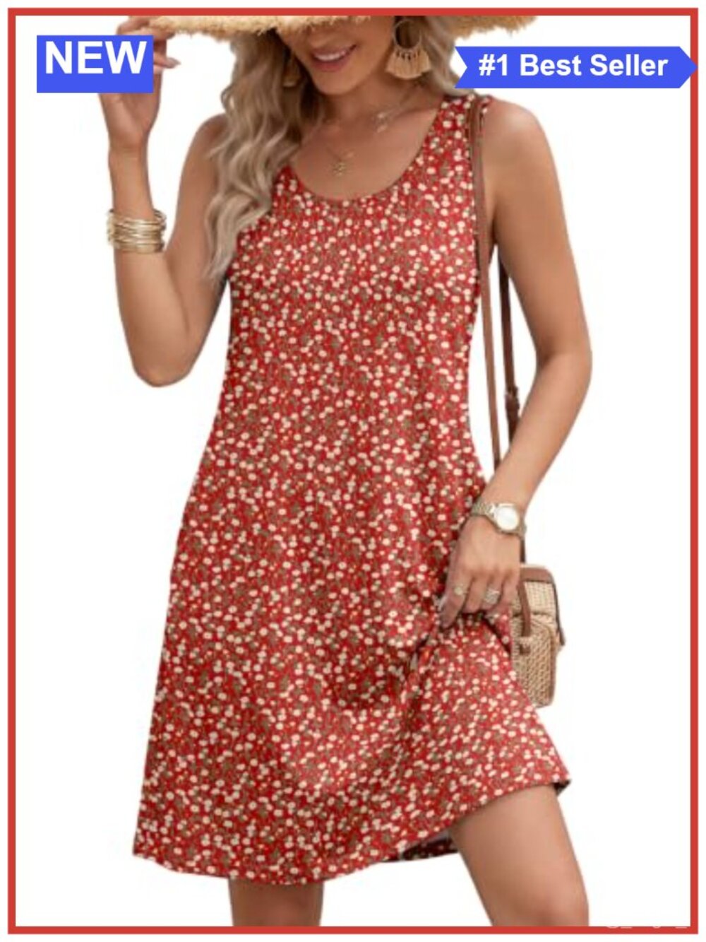 Women Summer Sleeveless Floral Boho Sundress Swimsuit Coverup Beach Vacation
